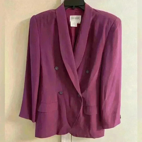 Hugo Buscati Women's blazer vintage 100% silk double breasted 6 petite - Picture 1 of 5